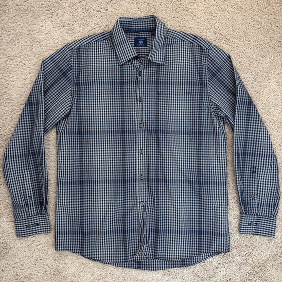 Joseph Abboud Button Down Dress Shirt Mens L Long Sleeve Blue White Plaid Top - Picture 1 of 10
